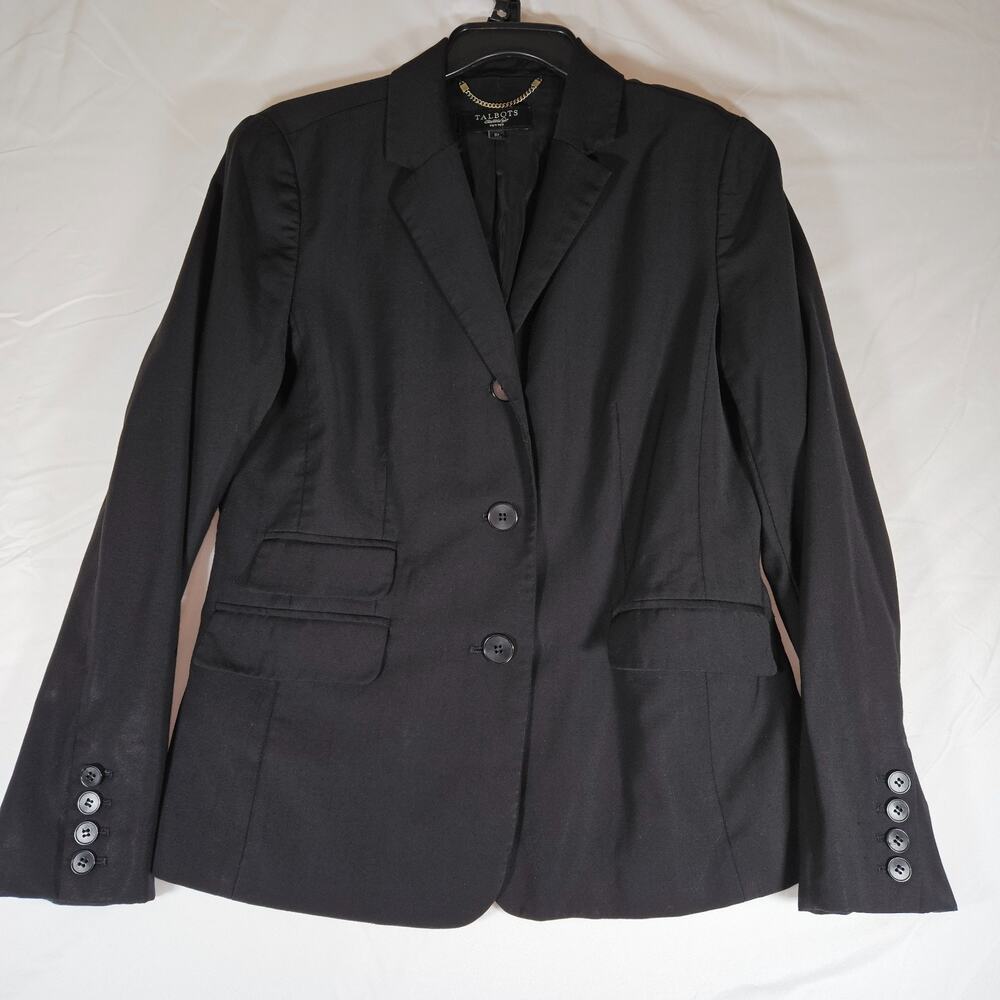 Talbots Petites Black Blazer Jacket Size 8P Career Office Business Classic